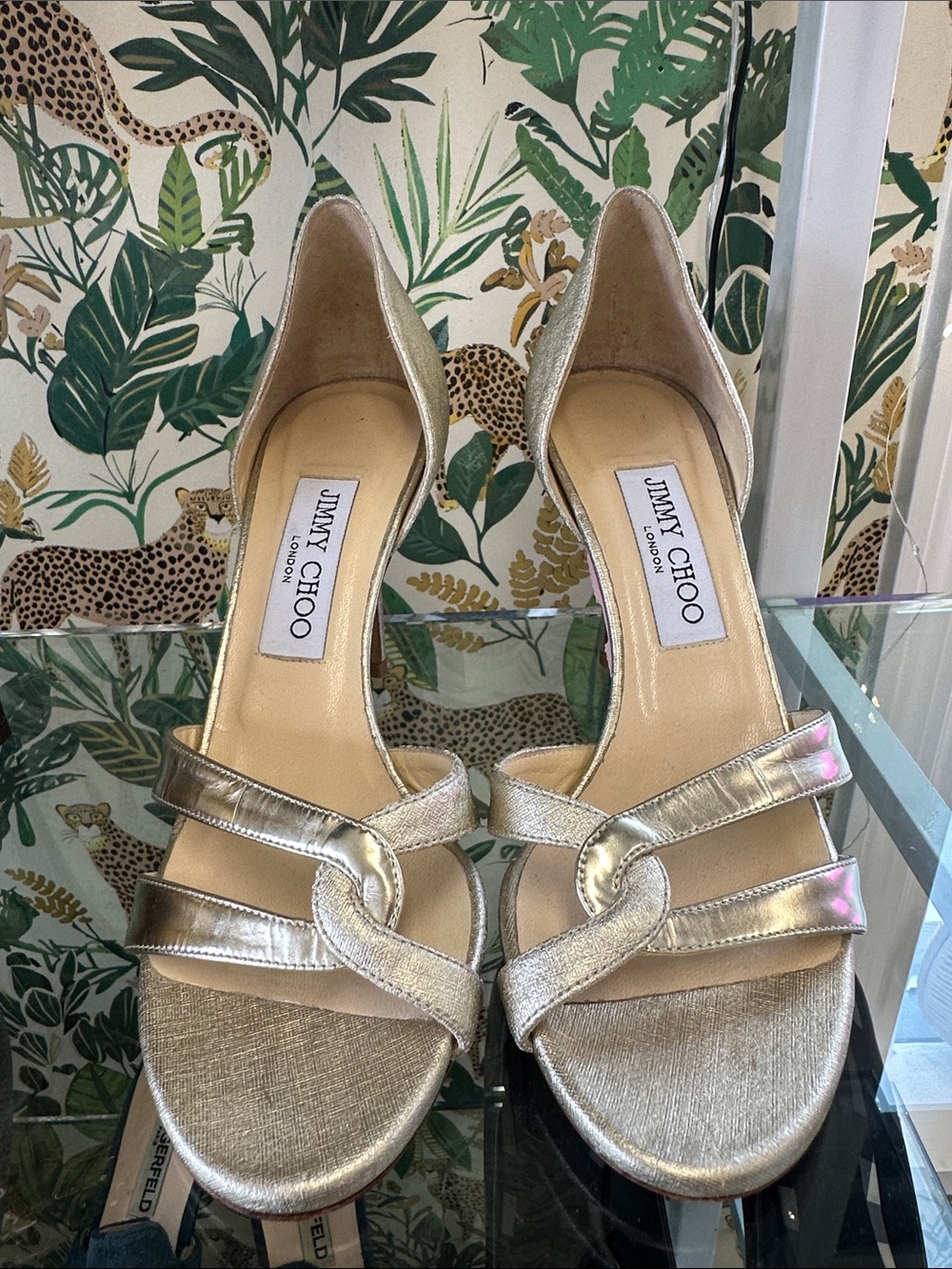 Jimmy Choo Metallic Gold Strappy Open-Toe Heels